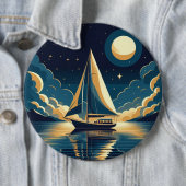 Zeilboot 's nachts ronde button 6,0 cm (In situ)