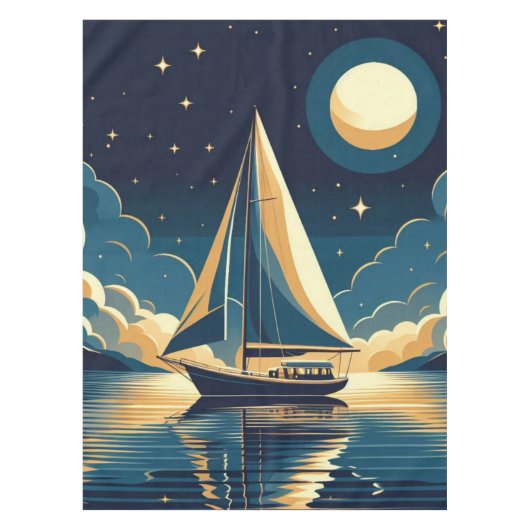 Zeilboot 's nachts tafelkleed (Voorkant)