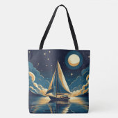 Zeilboot 's nachts tote bag (Voorkant)