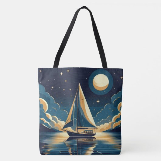 Zeilboot 's nachts tote bag (Voorkant)