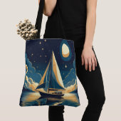 Zeilboot 's nachts tote bag (Dichtbij)