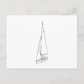 Zeilboot. Schets in zwart-wit. Briefkaart (Voorkant)