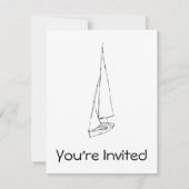 Zeilboot. Schets in zwart-wit. Kaart (Voorkant)