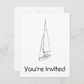 Zeilboot. Schets in zwart-wit. Kaart (Voorkant / Achterkant)