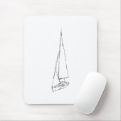 Zeilboot. Schets in zwart-wit. Muismat (Met muis)