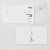 Zeilboot. Schets in zwart-wit. Visitekaartje (Voorkant / Achterkant)