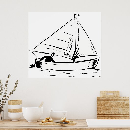 Zeilboot schets poster (Keuken)