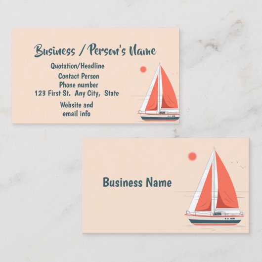 Zeilboot School lessen op maat Business Visitekaartje (Voorkant / Achterkant)