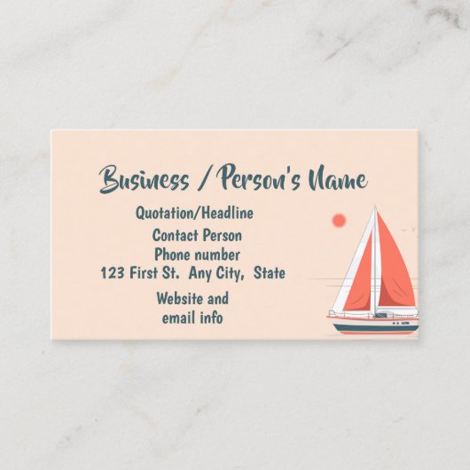 Zeilboot School lessen op maat Business Visitekaartje (Voorkant)