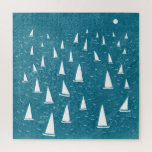 Zeilboot Seascape Legpuzzel<br><div class="desc">Een zeilbootrace op een blauwgroen groene oceaan. Ideaal voor je favoriete zeiler, jachthracer en regatta fan. Originele nautische kunst van Nic Squirrell.</div>