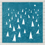 Zeilboot Seascape Poster<br><div class="desc">Een zeilbootrace op een blauwgroen groene oceaan. Ideaal voor je favoriete zeiler, jachthracer en regatta fan. Originele nautische kunst van Nic Squirrell.</div>