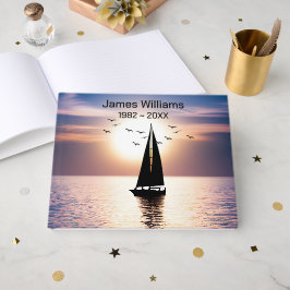 Zeilboot Silhouet Op Zonsondergang Water voor Fune Gastenboek