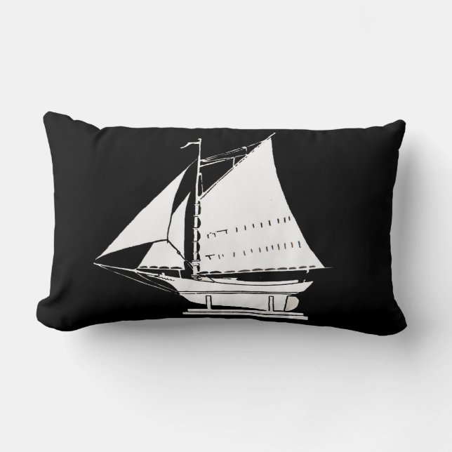 zeilboot silhouet print kussen (Voorkant)