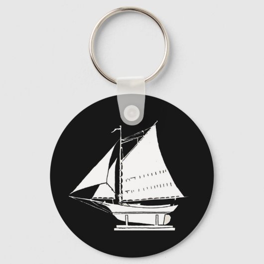 zeilboot silhouet sleutelhanger (Voorkant)