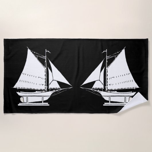zeilboot silhouet strandlaken (Voorkant)