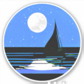 Zeilboot silhouet tegen een nachtelijke hemel sticker (Voorkant)