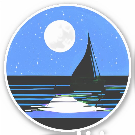 Zeilboot silhouet tegen een nachtelijke hemel sticker (Voorkant)