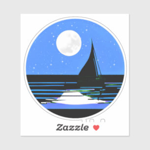 Zeilboot silhouet tegen een nachtelijke hemel sticker