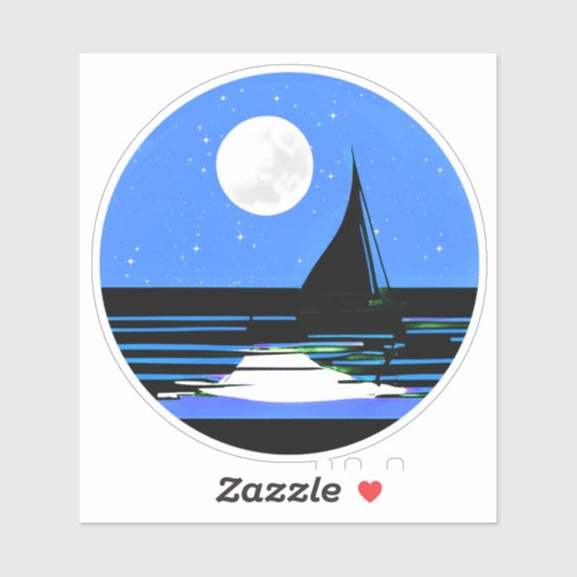 Zeilboot silhouet tegen een nachtelijke hemel sticker (Vel)
