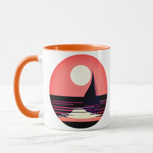 Zeilboot silhouet tegen een Oranje zonsondergang Mok (Links)