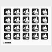 zeilboot silhouet vierkante sticker (Vel)