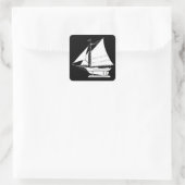zeilboot silhouet vierkante sticker (Tas)