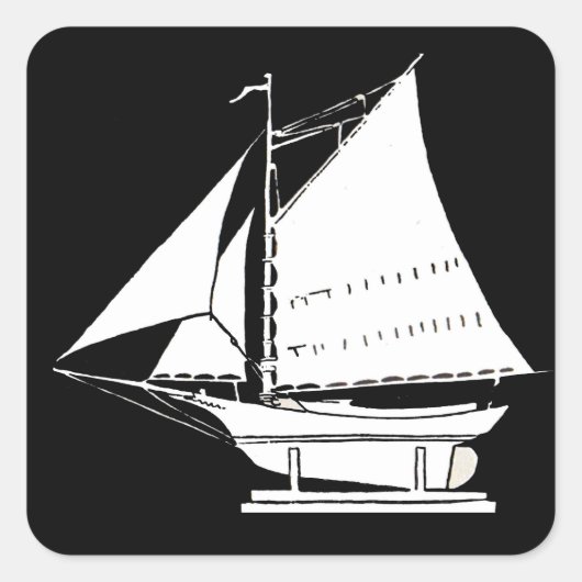 zeilboot silhouet vierkante sticker (Voorkant)
