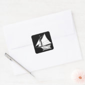 zeilboot silhouet vierkante sticker (Envelop)