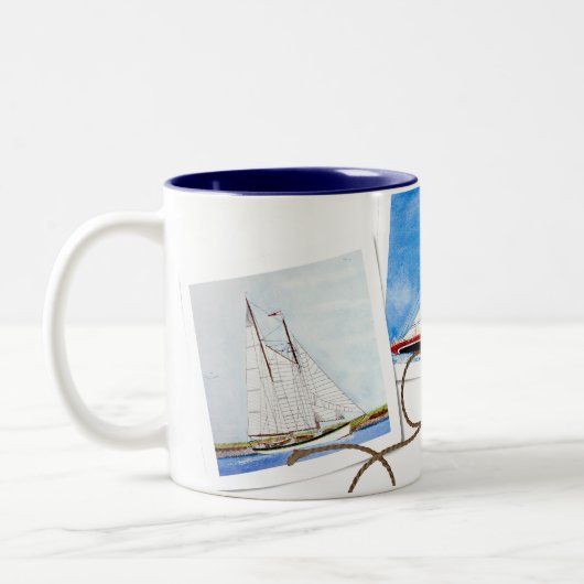 Zeilboot Snapshots met Nautical Rope Tweekleurige Koffiemok (Links)