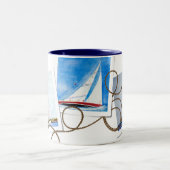 Zeilboot Snapshots met Nautical Rope Tweekleurige Koffiemok (Center)
