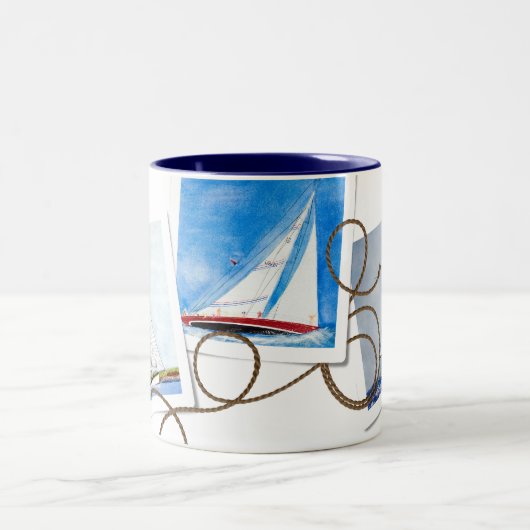 Zeilboot Snapshots met Nautical Rope Tweekleurige Koffiemok (Center)
