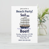 Zeilboot Strandfeest Kaart (Staand voorkant)