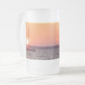 Zeilboot Sunrise Frosted Glass Beer Mok (Voorkant links)