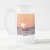 Zeilboot Sunrise Frosted Glass Beer Mok (Links)