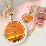 Zeilboot Sunset 1300 Ketting Horloge<br><div class="desc">Het schilderen "Zondag 1300"Collectie van de Zeilboot Personalize op de productpagina of klik de "Customize"knoop voor meer ontwerpopties. Ontworpen en gemaakt op basis van mijn schilderij "Sailboat Sunset 1300",  die een van de vele zonsondergangen beschrijft die ik genoot in Puerto Vallarta,  Mexico. Overeenkomende producten zijn beschikbaar in dit collectie.</div>