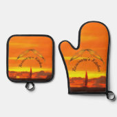 Zeilboot Sunset 1300 Ovenwant & Pannenlap Set (Voorkant)