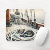 Zeilboot Tabby Kat Slapen Op Touwen Muismat (Met muis)