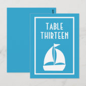Zeilboot tafel nummers (blauw / wit) briefkaart (Voorkant / Achterkant)