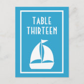 Zeilboot tafel nummers (blauw / wit) briefkaart (Voorkant)