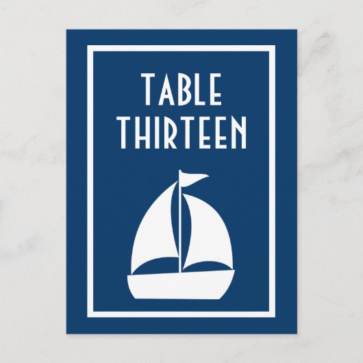 Zeilboot tafel nummers (donkerblauw / wit) briefkaart (Voorkant)