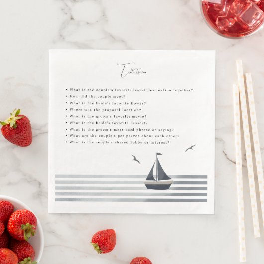 Zeilboot tafel trivia bruiloft servet (Insitu)