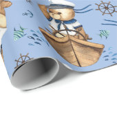 Zeilboot Teddyberen Inpakpapier (Rol Hoek)