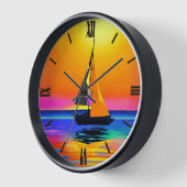 Zeilboot tegen een levendige oceaan zonsondergang (Hoek)