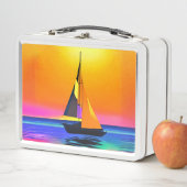 Zeilboot tegen een levendige oceaan zonsondergang (In situ)