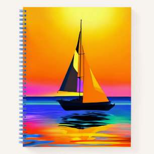Zeilboot tegen een levendige Ocean Sunset Journal Notitieboek
