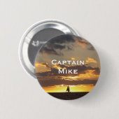 Zeilboot tegen zonsondergang ronde button 5,7 cm (Voorkant /achterkant)