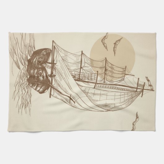  zeilboot theedoek (Horizontaal)