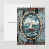 Zeilboot Touw Grens Rustiek Nautisch Briefkaart (Voorkant / Achterkant)