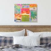 Zeilboot Tropisch Abstract Gerekt Canvas Print (Insitu (Slaapkamer))