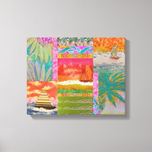 Zeilboot Tropisch Abstract Gerekt Canvas Print (Voorkant)